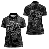 Hawaii Father's Day Vintage Lei Women Polo Shirt Hauoli la Makuakane - Black LT7 - Polynesian Pride