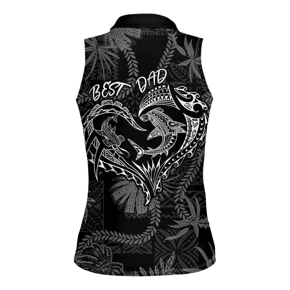 Hawaii Father's Day Vintage Lei Women Sleeveless Polo Shirt Hauoli la Makuakane - Black LT7 - Polynesian Pride