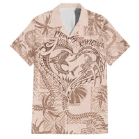 Hawaii Father's Day Vintage Lei Family Matching Long Sleeve Bodycon Dress and Hawaiian Shirt Hauoli la Makuakane - Beige LT7 Dad's Shirt - Short Sleeve Beige - Polynesian Pride