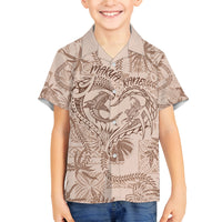 Hawaii Father's Day Vintage Lei Family Matching Long Sleeve Bodycon Dress and Hawaiian Shirt Hauoli la Makuakane - Beige LT7 Son's Shirt Beige - Polynesian Pride