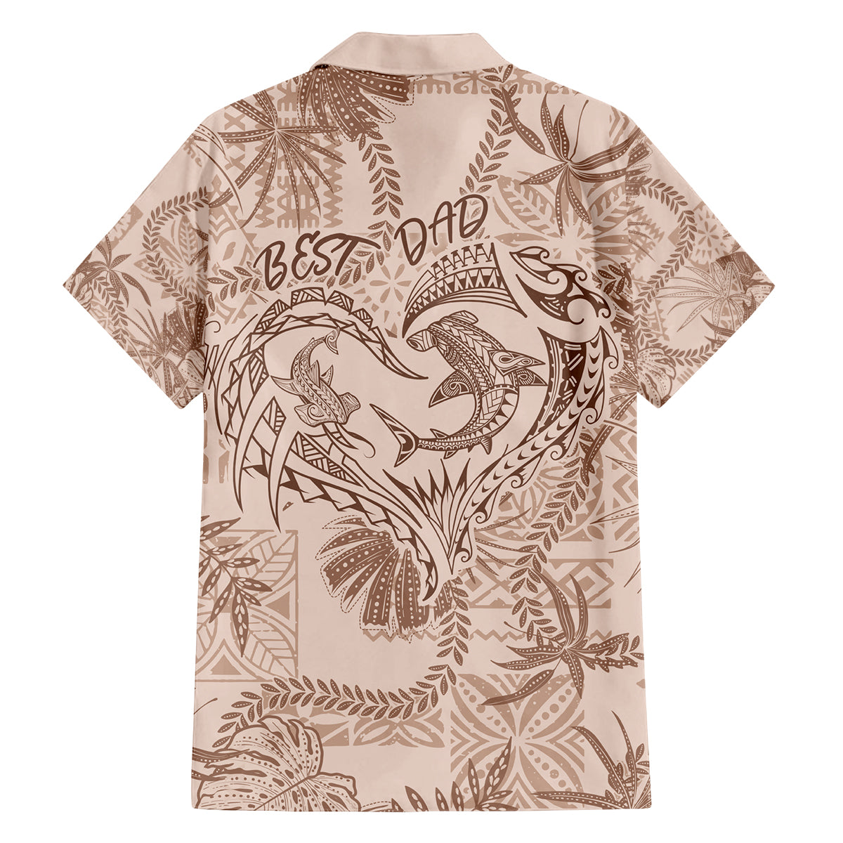 Hawaii Father's Day Vintage Lei Family Matching Off Shoulder Short Dress and Hawaiian Shirt Hauoli la Makuakane - Beige