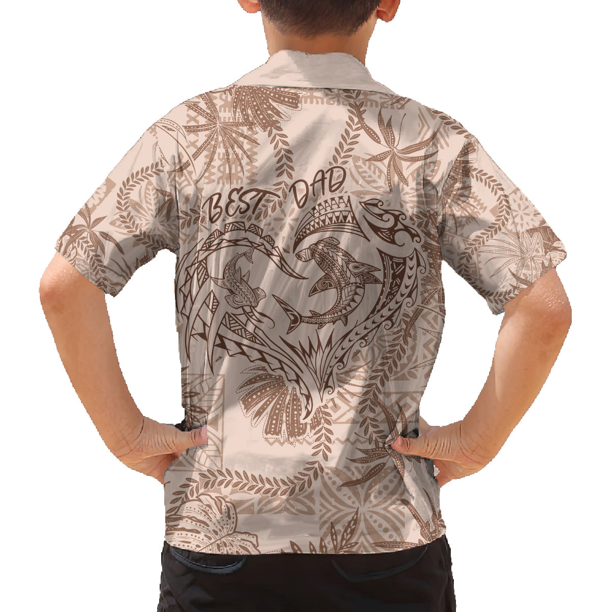 Hawaii Father's Day Vintage Lei Family Matching Puletasi and Hawaiian Shirt Hauoli la Makuakane - Beige LT7 - Polynesian Pride