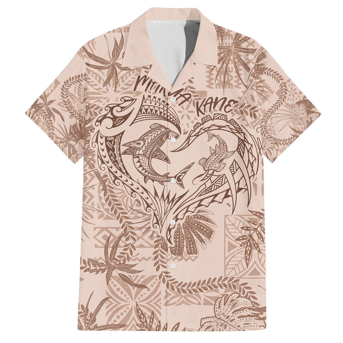 Hawaii Father's Day Vintage Lei Family Matching Puletasi and Hawaiian Shirt Hauoli la Makuakane - Beige LT7 Dad's Shirt - Short Sleeve Beige - Polynesian Pride
