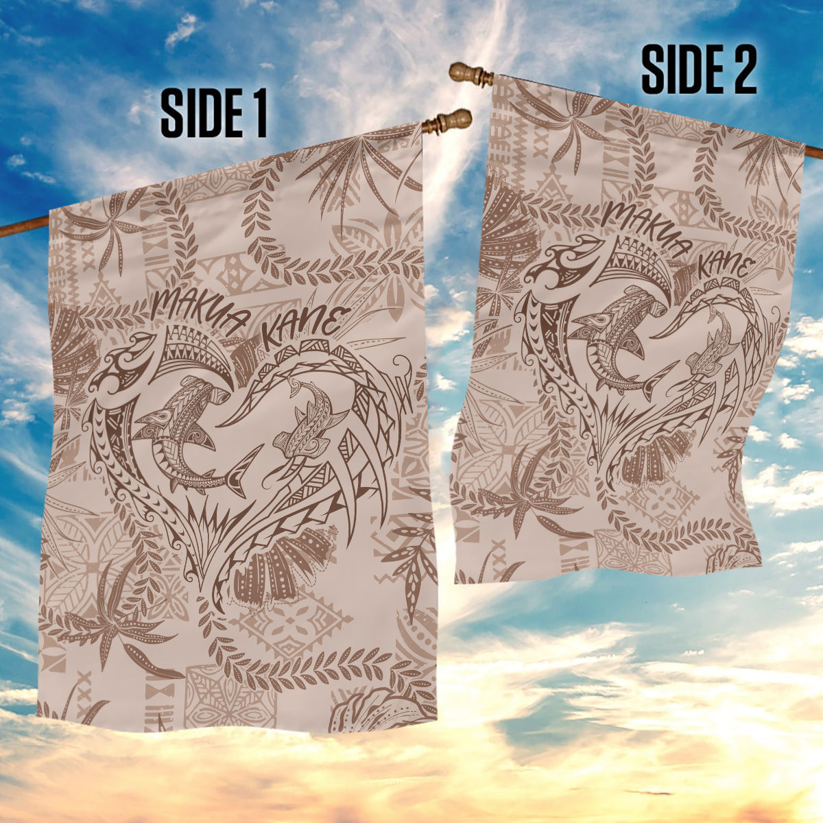 Hawaii Father's Day Vintage Lei Garden Flag Hauoli la Makuakane - Beige