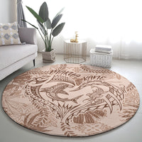 Hawaii Father's Day Vintage Lei Round Carpet Hauoli la Makuakane - Beige