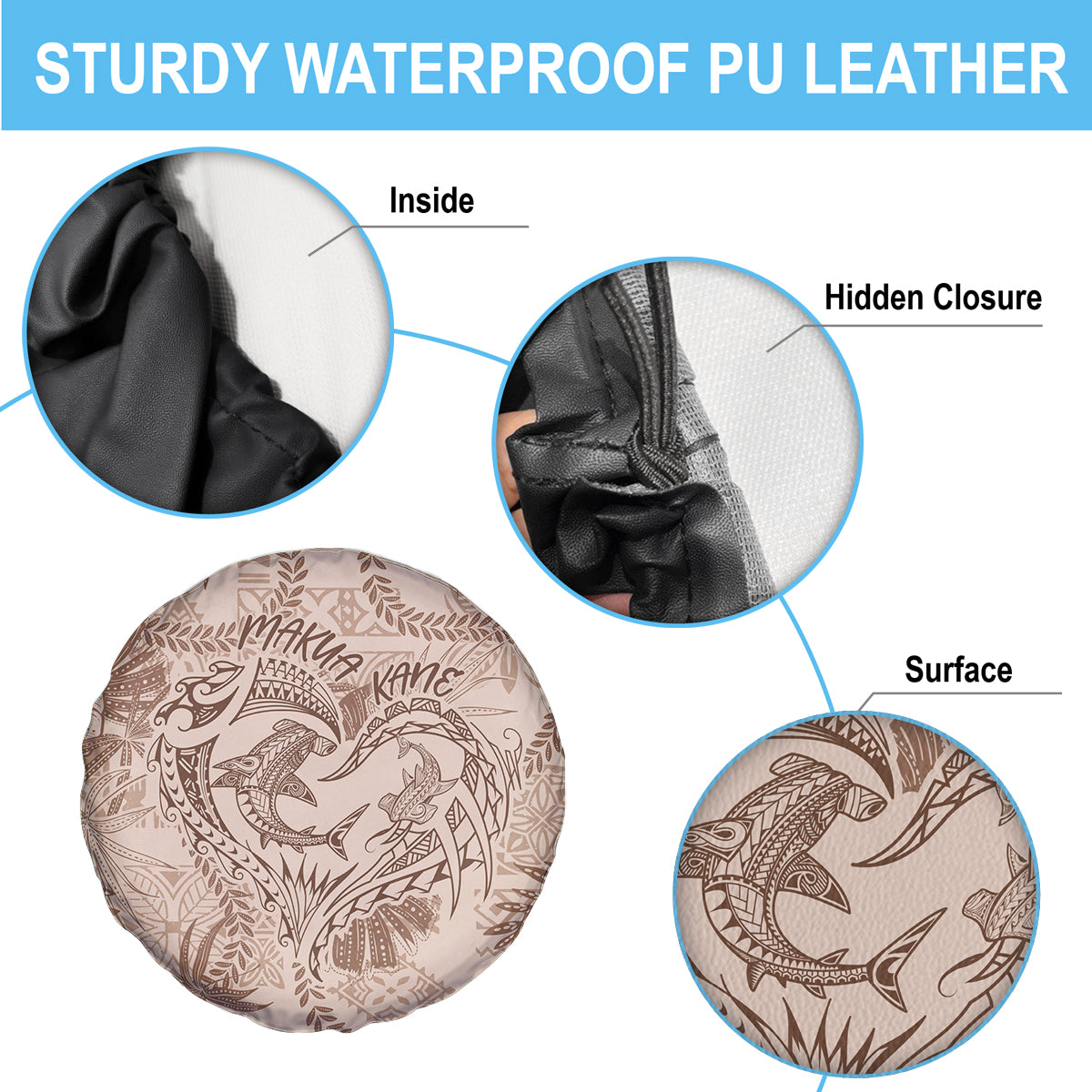 Hawaii Father's Day Vintage Lei Spare Tire Cover Hauoli la Makuakane - Beige