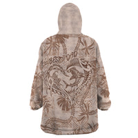 Hawaii Father's Day Vintage Lei Wearable Blanket Hoodie Hauoli la Makuakane - Beige