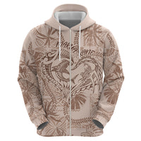 Hawaii Father's Day Vintage Lei Zip Hoodie Hauoli la Makuakane - Beige