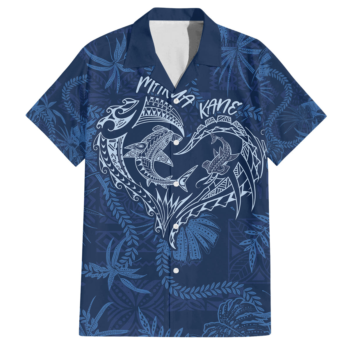 Hawaii Father's Day Vintage Lei Family Matching Long Sleeve Bodycon Dress and Hawaiian Shirt Hauoli la Makuakane - Blue LT7 Dad's Shirt - Short Sleeve Blue - Polynesian Pride