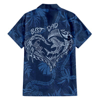 Hawaii Father's Day Vintage Lei Family Matching Long Sleeve Bodycon Dress and Hawaiian Shirt Hauoli la Makuakane - Blue LT7 - Polynesian Pride