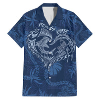 Hawaii Father's Day Vintage Lei Family Matching Mermaid Dress and Hawaiian Shirt Hauoli la Makuakane - Blue LT7 Dad's Shirt - Short Sleeve Blue - Polynesian Pride