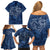 Hawaii Father's Day Vintage Lei Family Matching Off Shoulder Short Dress and Hawaiian Shirt Hauoli la Makuakane - Blue