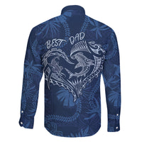 Hawaii Father's Day Vintage Lei Family Matching Off Shoulder Short Dress and Hawaiian Shirt Hauoli la Makuakane - Blue