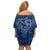 Hawaii Father's Day Vintage Lei Family Matching Off Shoulder Short Dress and Hawaiian Shirt Hauoli la Makuakane - Blue