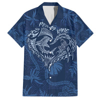 Hawaii Father's Day Vintage Lei Family Matching Puletasi and Hawaiian Shirt Hauoli la Makuakane - Blue LT7 Dad's Shirt - Short Sleeve Blue - Polynesian Pride