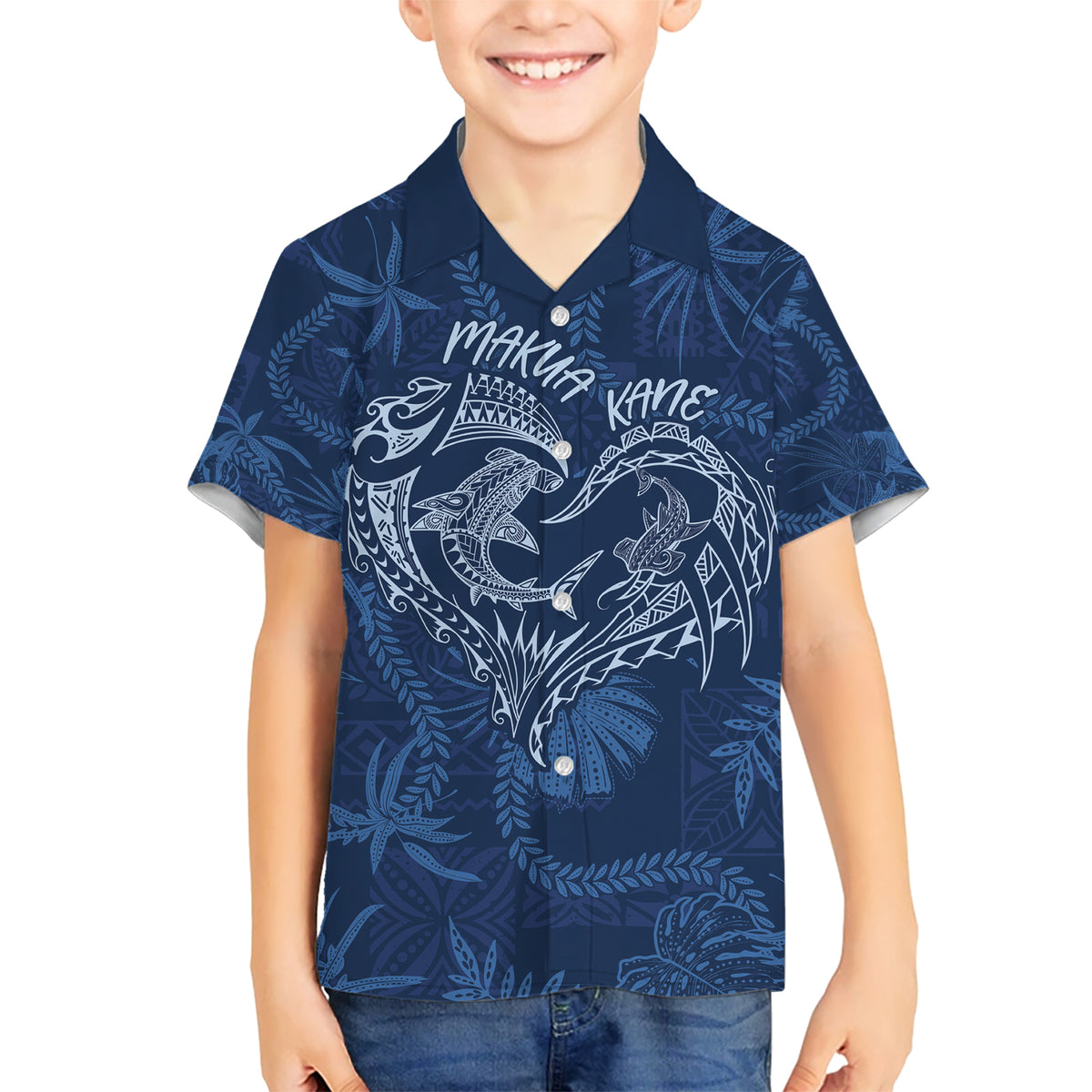 Hawaii Father's Day Vintage Lei Hawaiian Shirt Hauoli la Makuakane - Blue