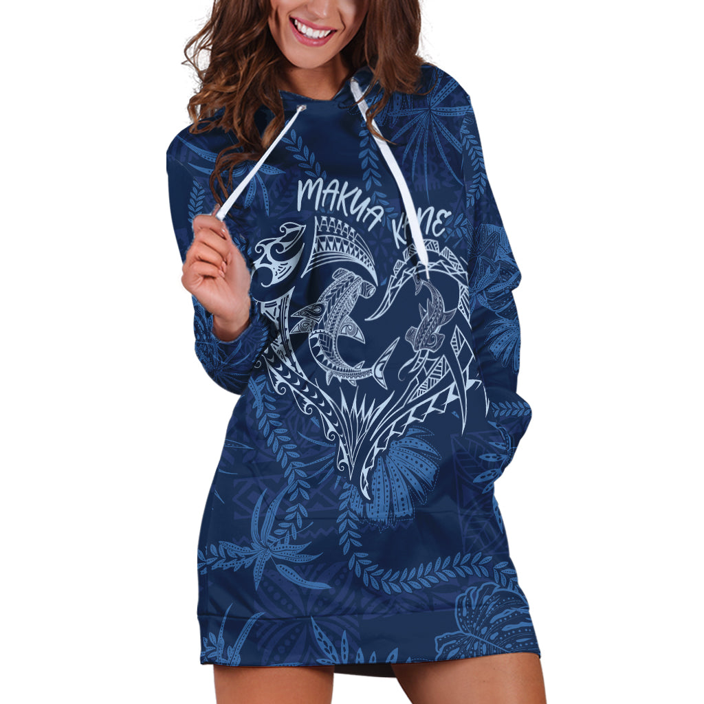 Hawaii Father's Day Vintage Lei Hoodie Dress Hauoli la Makuakane - Blue LT7 Blue - Polynesian Pride