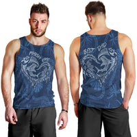 Hawaii Father's Day Vintage Lei Men Tank Top Hauoli la Makuakane - Blue