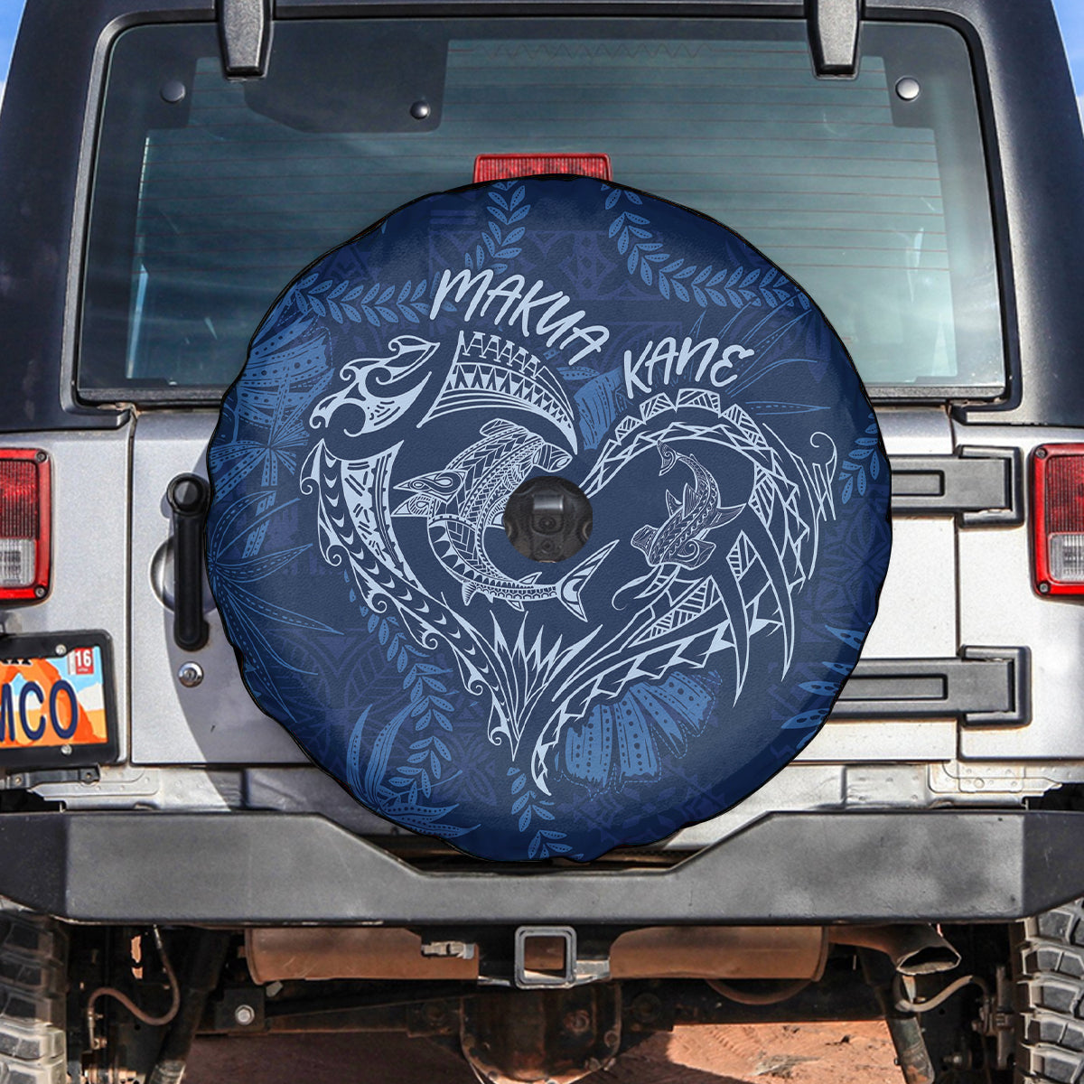 Hawaii Father's Day Vintage Lei Spare Tire Cover Hauoli la Makuakane - Blue