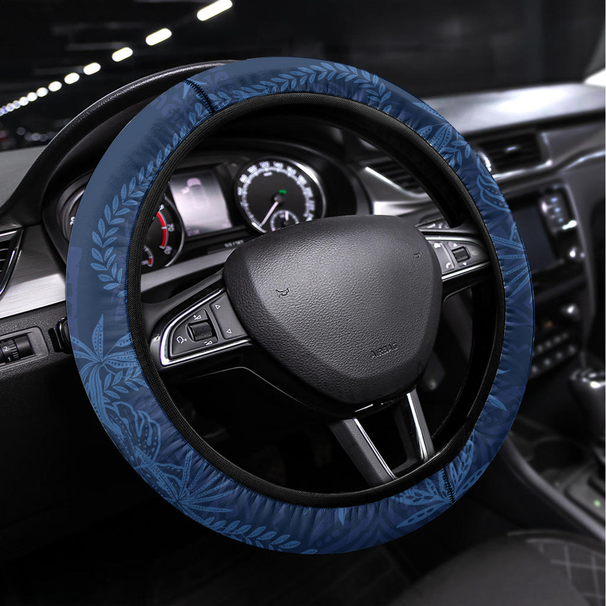 Hawaii Father's Day Vintage Lei Steering Wheel Cover Hauoli la Makuakane - Blue