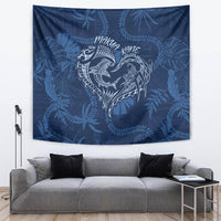 Hawaii Father's Day Vintage Lei Tapestry Hauoli la Makuakane - Blue