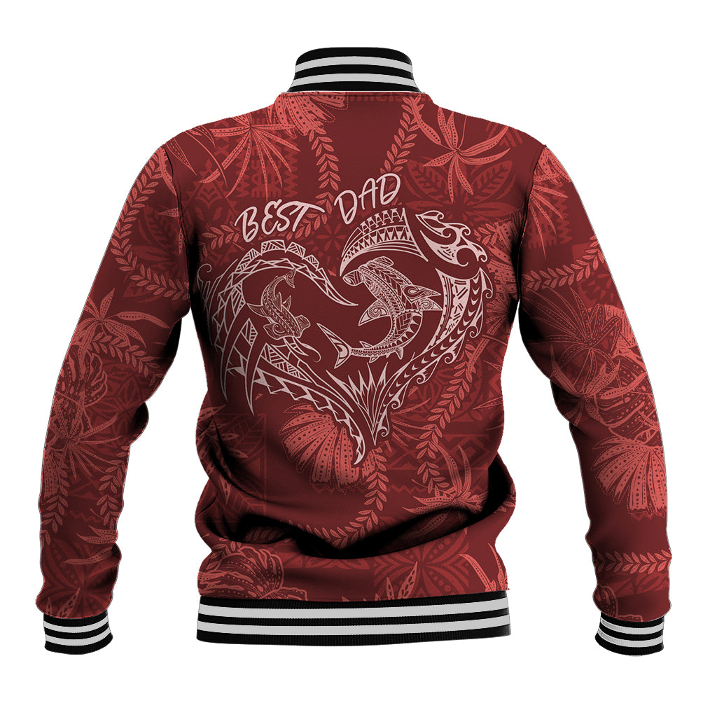 Hawaii Father's Day Vintage Lei Baseball Jacket Hauoli la Makuakane - Red