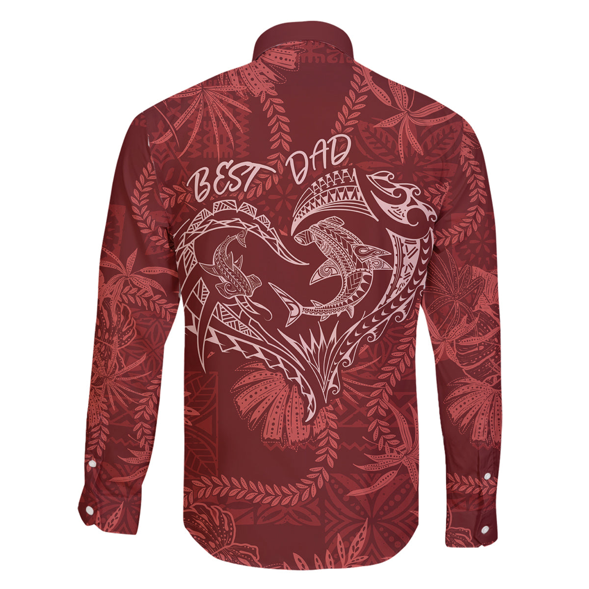 Hawaii Father's Day Vintage Lei Family Matching Long Sleeve Bodycon Dress and Hawaiian Shirt Hauoli la Makuakane - Red LT7 - Polynesian Pride