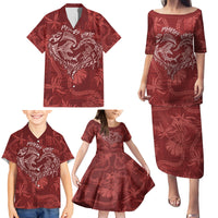 Hawaii Father's Day Vintage Lei Family Matching Puletasi and Hawaiian Shirt Hauoli la Makuakane - Red LT7 - Polynesian Pride