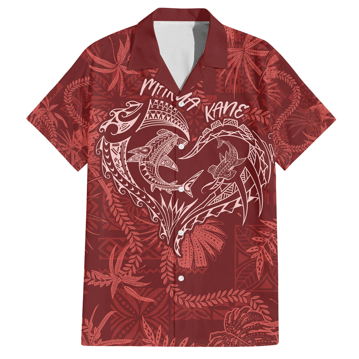 Hawaii Father's Day Vintage Lei Family Matching Puletasi and Hawaiian Shirt Hauoli la Makuakane - Red LT7 Dad's Shirt - Short Sleeve Red - Polynesian Pride