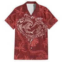 Hawaii Father's Day Vintage Lei Family Matching Puletasi and Hawaiian Shirt Hauoli la Makuakane - Red LT7 Dad's Shirt - Short Sleeve Red - Polynesian Pride