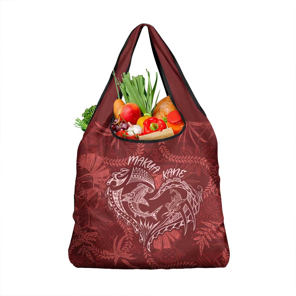 Hawaii Father's Day Vintage Lei Grocery Bag Hauoli la Makuakane - Red