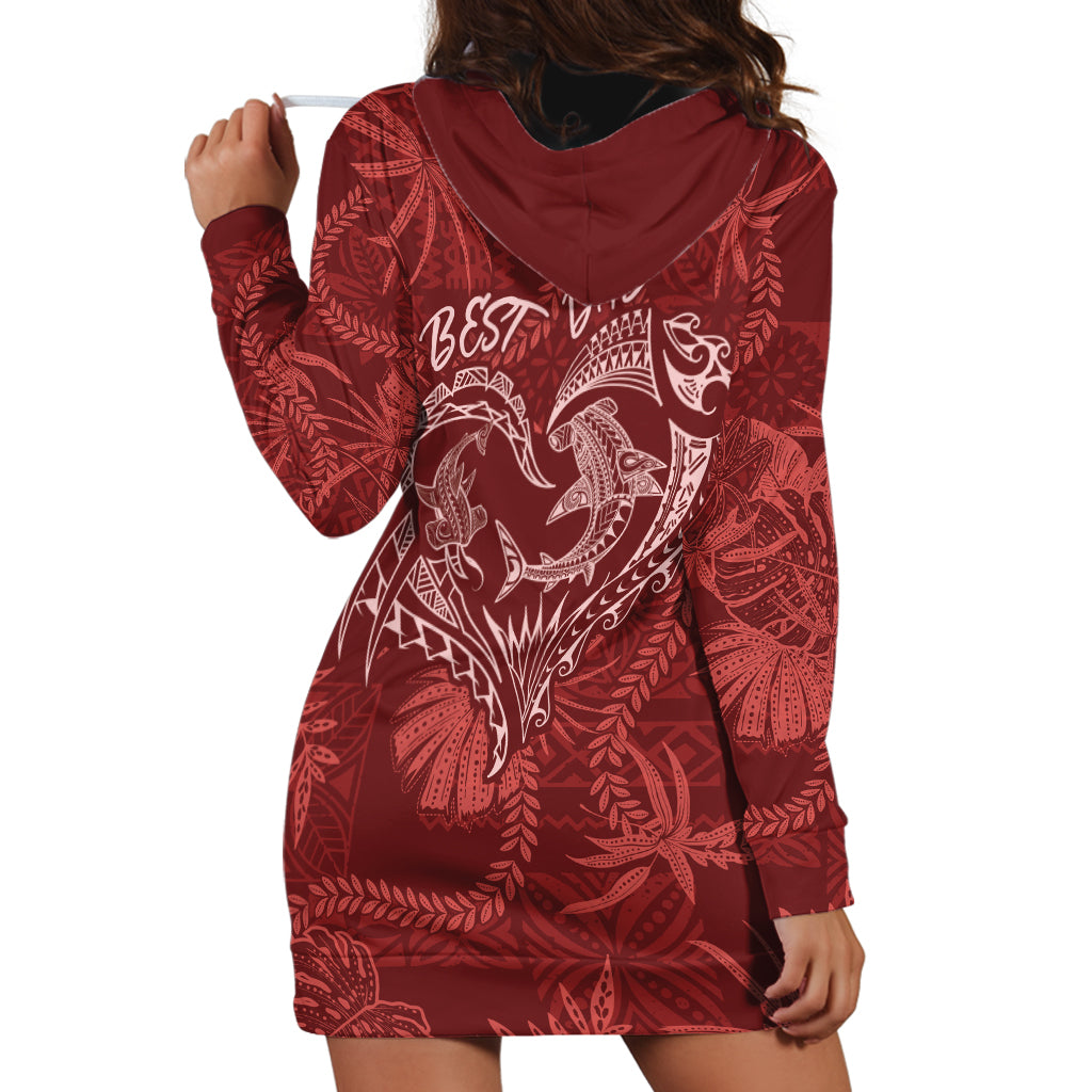Hawaii Father's Day Vintage Lei Hoodie Dress Hauoli la Makuakane - Red LT7 - Polynesian Pride