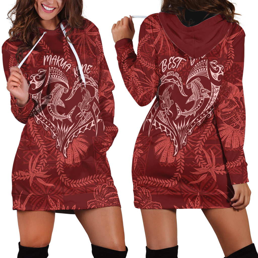 Hawaii Father's Day Vintage Lei Hoodie Dress Hauoli la Makuakane - Red LT7 - Polynesian Pride
