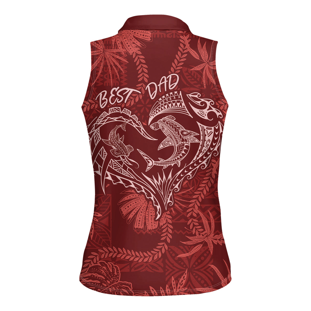 Hawaii Father's Day Vintage Lei Women Sleeveless Polo Shirt Hauoli la Makuakane - Red LT7 - Polynesian Pride