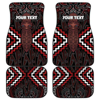Maori Taiaha Whakairo Personalized Car Mats Red Poutama Motifs