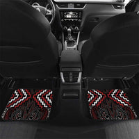 Maori Taiaha Whakairo Personalized Car Mats Red Poutama Motifs
