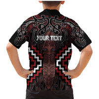 Maori Taiaha Whakairo Personalized Family Matching Mermaid Dress and Hawaiian Shirt Red Poutama Motifs LT7 - Polynesian Pride