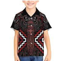 Maori Taiaha Whakairo Personalized Family Matching Mermaid Dress and Hawaiian Shirt Red Poutama Motifs LT7 Son's Shirt Red - Polynesian Pride
