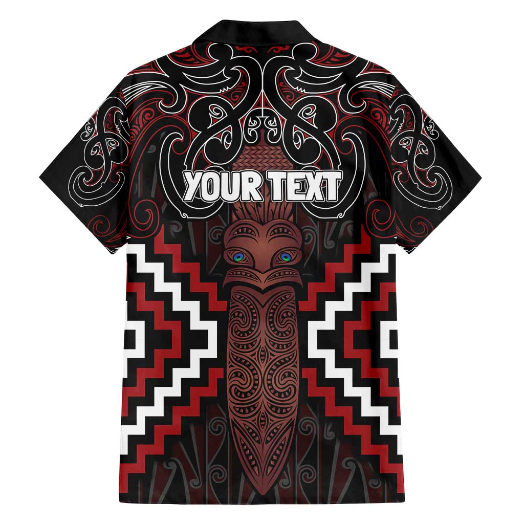 Maori Taiaha Whakairo Personalized Family Matching Off Shoulder Maxi Dress and Hawaiian Shirt Red Poutama Motifs