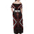 Maori Taiaha Whakairo Personalized Family Matching Off Shoulder Maxi Dress and Hawaiian Shirt Red Poutama Motifs