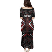 Maori Taiaha Whakairo Personalized Family Matching Puletasi and Hawaiian Shirt Red Poutama Motifs LT7 - Polynesian Pride