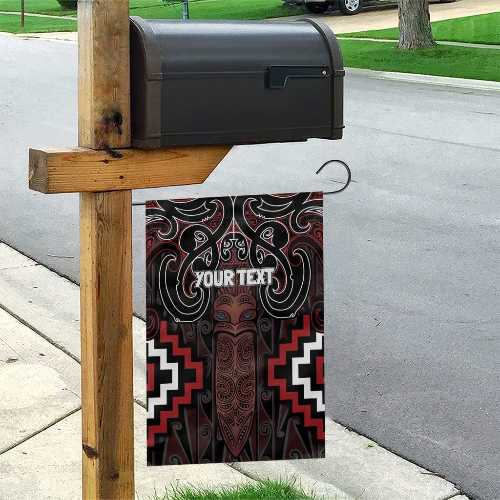 Maori Taiaha Whakairo Personalized Garden Flag Red Poutama Motifs