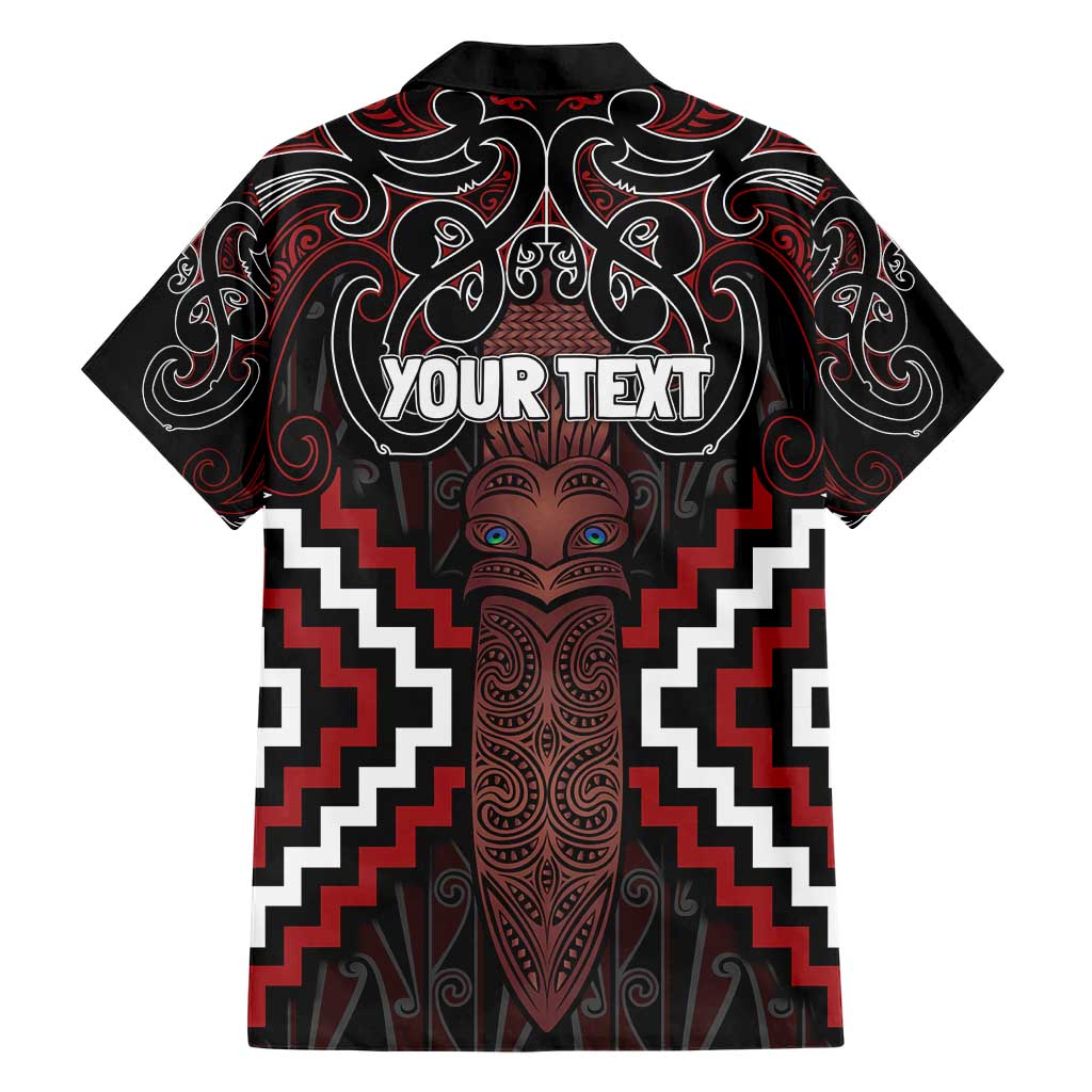 Maori Taiaha Whakairo Personalized Hawaiian Shirt Red Poutama Motifs