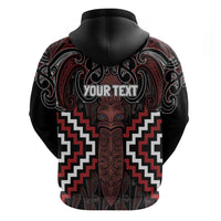 Maori Taiaha Whakairo Personalized Hoodie Red Poutama Motifs