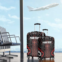 Maori Taiaha Whakairo Personalized Luggage Cover Red Poutama Motifs