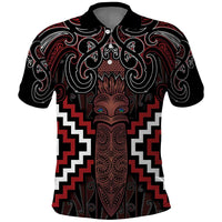 Maori Taiaha Whakairo Personalized Polo Shirt Red Poutama Motifs