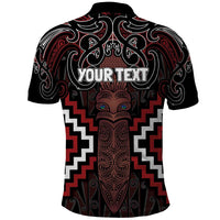 Maori Taiaha Whakairo Personalized Polo Shirt Red Poutama Motifs