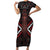 Maori Taiaha Whakairo Personalized Short Sleeve Bodycon Dress Red Poutama Motifs