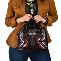Maori Taiaha Whakairo Personalized Shoulder Handbag Red Poutama Motifs