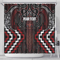 Maori Taiaha Whakairo Personalized Shower Curtain Red Poutama Motifs